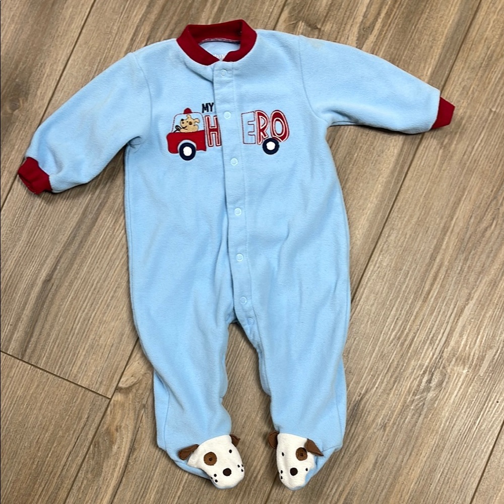 Child of Mine Light Blue and Red Hero Footie